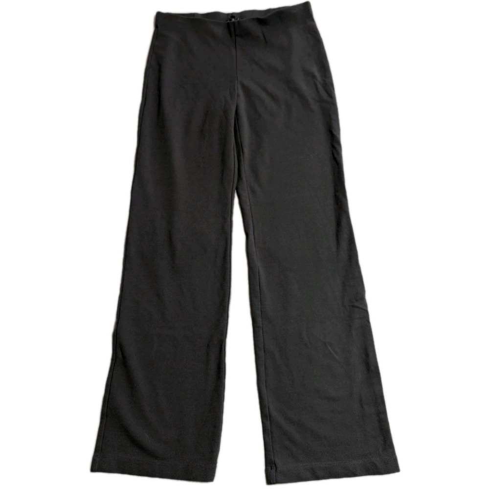 Eileen Fisher Womens Small Black Pull On Knit Straight Leg Pants Stretch Career
